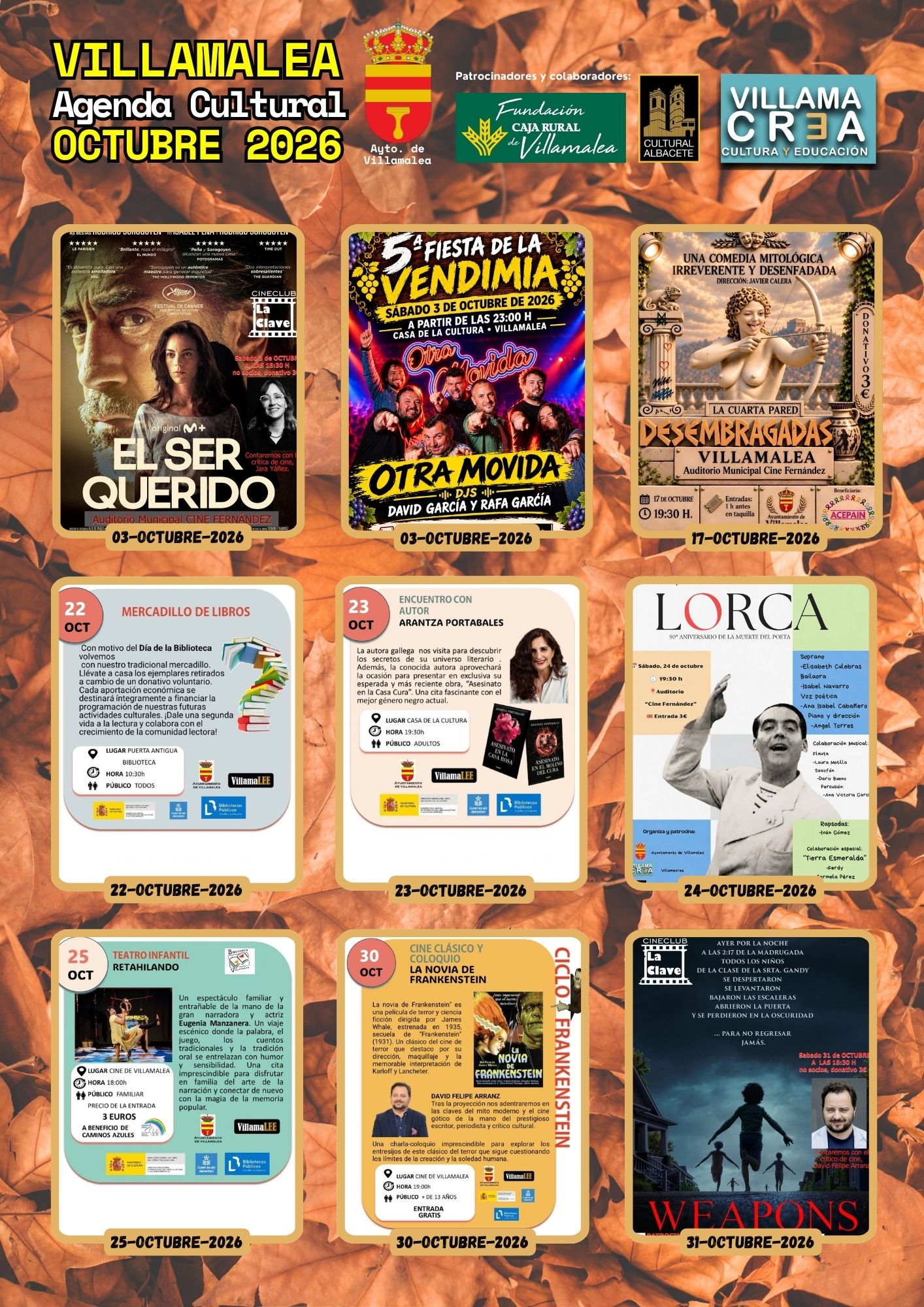 Imagen del evento: Agenda Cultural Octubre 2026 – Villamalea