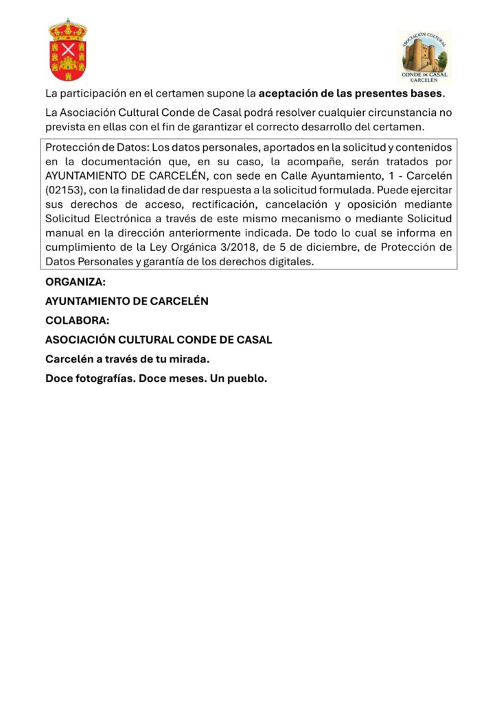 Imagen del evento: I Certamen de Fotografía “Carcelén, un pueblo para recordar”
