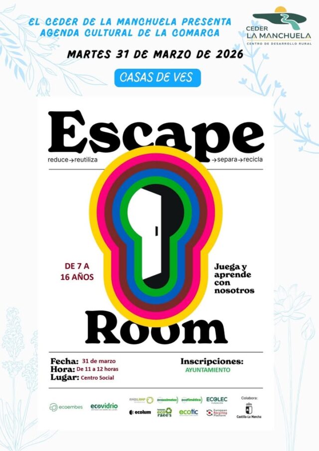 ✨ La Semana Santa se vive también con cultura, ocio y tradición en la Manchuela ✨

Esta semana nuestra comarca se llena de planes para todos: cultura, deporte, tradición y diversión para disfrutar en familia y con amigos.

🧭 Inauguración del circuito permanente de orientación en Casas de Ves, una nueva forma de disfrutar del deporte en la naturaleza.
🏰 Mercado medieval en Alcalá del Júcar, donde viajar al pasado entre artesanía, gastronomía y espectáculos.
🎭 Teatro musical “Alicia en el País de las Maravillas” en Casas Ibáñez.
🎬 Cine con el estreno de Torrente Presidente.
🎲 Escape room para niños y jóvenes en Casas de Ves.
🎨 Talleres infantiles y juegos en Motilleja y Valdeganga.
🍷 Ruta del Vino de La Manchuela, una experiencia para descubrir nuestros vinos.
🔥 Y la tradición del Chozo en El Herrumblar, donde se unen fe, gastronomía, cultura y fiesta.

📍 Una agenda llena de actividades que demuestra que La Manchuela está más viva que nunca.

👉 Consulta la programación completa y disfruta de la Semana Santa en nuestros pueblos.

#CEDERLaManchuela #LaManchuela #SemanaSanta #CulturaRural #TurismoLaManchuela #AgendaCultural