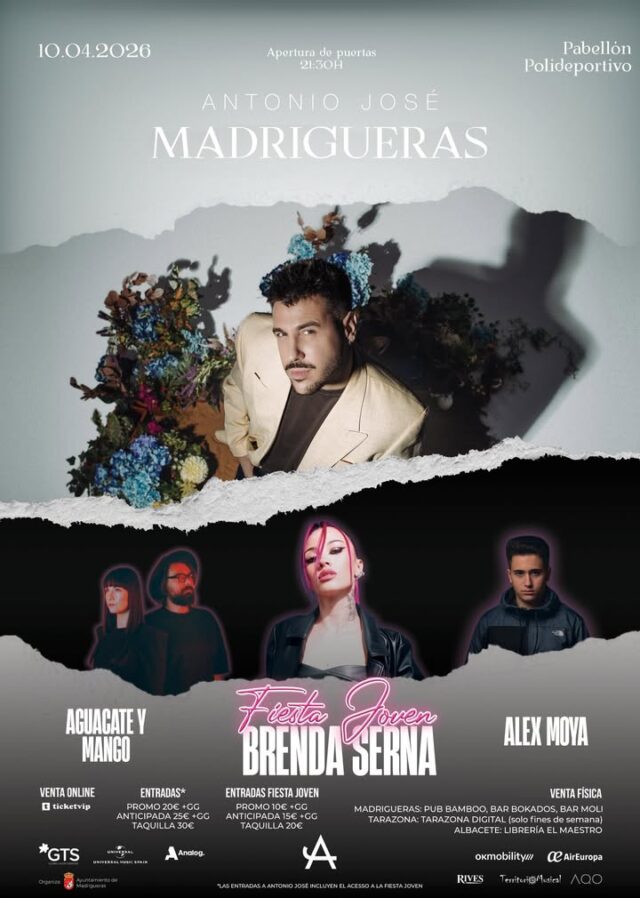 ¡ANTONIO JOSE EN CONCIERTO, EN MADRIGUERAS! ⏳

Quedan menos de 3 días para recibir a la voz más especial del pop español.

Consigue YA tu entrada 🎟️‼️
👉🏽 Ticketvip.es