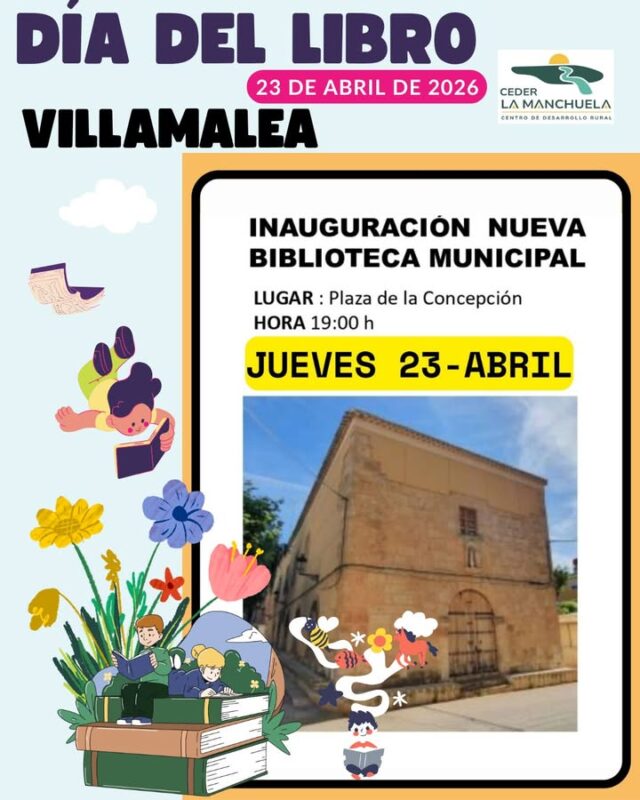 📚✨ DÍA DEL LIBRO EN LA MANCHUELA

Hoy celebramos el poder de las palabras, la cultura y la imaginación en toda nuestra comarca 🌄

Los pueblos de La Manchuela se llenan de actividades para todas las edades, acercando el libro a vecinos y vecinas desde los ayuntamientos, bibliotecas y escuelas 📖

Una apuesta firme por la cultura, por el conocimiento y por seguir haciendo de nuestros pueblos lugares vivos, participativos y con futuro 💫

📚 Leer nos une, nos hace crecer y nos conecta

#CEDERLaManchuela #DíaDelLibro #LaManchuela #Cultura #Lectura #PueblosVivos