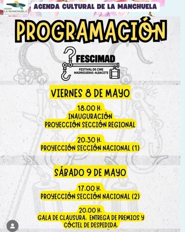 🎬🎉 AGENDA CULTURAL · LA MANCHUELA

Continúan las fiestas de San Miguel en Abengibre y Villa de Ves, llenando nuestras calles de tradición, música, encuentros y alegría ✨

Y a todo ello se suma el Festival de Cine de Madrigueras, que convierte a la comarca en un punto de encuentro para la cultura, el arte y el talento audiovisual 🎥🍿

🌄 Fiesta, cultura y tradición se dan la mano en La Manchuela, una comarca viva que apuesta por mantener sus raíces y seguir creando nuevas experiencias para todos los públicos

💫 Ven, disfruta y siente La Manchuela

#CEDERLaManchuela #LaManchuela #SanMiguel #FestivalDeCine #Madrigueras #Tradición #Cultura #TurismoRural #PueblosVivos