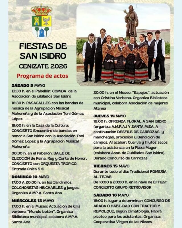 🎉🌄 LA MANCHUELA SIGUE LLENA DE VIDA

Nuestra comarca vive unos días intensos donde la tradición y la cultura vuelven a unir a nuestros pueblos ❤️

Continúan las fiestas de San Miguel en Abengibre y Villa de Ves, y comienzan las esperadas fiestas de San Isidro en Cenizate, manteniendo vivas nuestras raíces, costumbres y ese ambiente festivo que hace única a La Manchuela ✨

Además, durante estos días la comarca acoge numerosas propuestas culturales, musicales, deportivas y solidarias para todos los públicos, demostrando el enorme trabajo y compromiso de asociaciones, ayuntamientos y vecinos por hacer de nuestros pueblos lugares dinámicos, acogedores y llenos de oportunidades 🌿🎭🎶

💫 Tradición, convivencia, cultura y solidaridad se dan la mano en La Manchuela

#CEDERLaManchuela #LaManchuela #AgendaCultural #SanMiguel #SanIsidro #Tradición #Cultura #TurismoRural #PueblosVivos