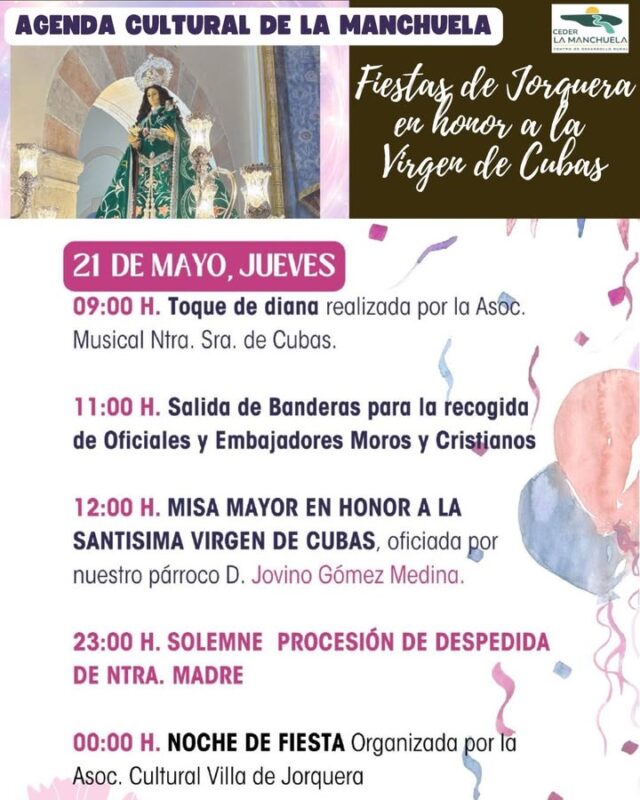 🙏🎉 COMIENZAN LAS FIESTAS DE JORQUERA EN HONOR A LA VIRGEN DE CUBAS 🎉🙏

Jorquera se prepara para vivir unos días muy especiales llenos de emoción, tradición y encuentro alrededor de la Virgen de Cubas, una devoción profundamente arraigada no solo en el municipio, sino también en muchos pueblos y familias de toda la comarca ❤️

Procesiones, actos religiosos, música y convivencia volverán a llenar de vida uno de los enclaves más bonitos de La Manchuela 🌄

✨ Fe, tradición y sentimiento que pasan de generación en generación

#CEDERLaManchuela #LaManchuela #Jorquera #VirgenDeCubas #Tradición #Fiestas #PueblosVivos