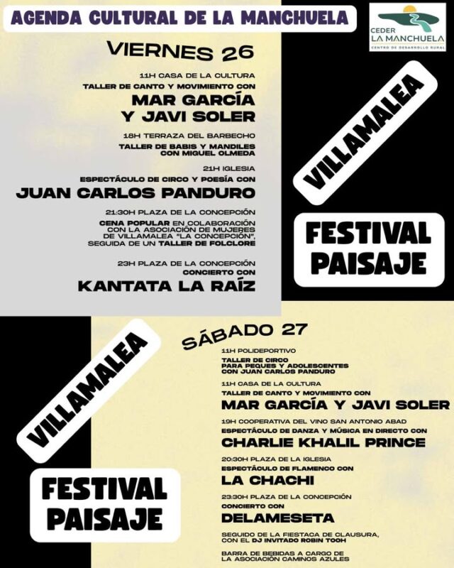 🎉🔥🌙 La Agenda Cultural de La Manchuela continúa tras una intensa semana de emociones, tradición y cultura.

Después de vivir la mágica Noche de San Juan y disfrutar del exitoso Festival Paisaje de Villamalea, este fin de semana la actividad sigue recorriendo nuestros pueblos.

🎊 Continúan las fiestas de San Juan en Casas de Juan Núñez donde se va a celebrar la III Feria del Cereal  y el Festival de Folklore Tradicional y en Alatoz, con actos que mantienen viva la tradición, la convivencia y el espíritu festivo de nuestros municipios.

🎶 En Mahora, se hará la presentación de un maravilloso libro solidario ﻿"Mona y el mundo al revés" cuyos fondos irán destinados a asociaciones de víctimas de accidentes ciclistas, escrito por Julia Beamud y Marcos Cava..

🙏 En Casas Ibáñez, uno de los momentos más emotivos del año: el traslado de la Virgen de la Cabeza a su ermita, una cita cargada de devoción, sentimiento y arraigo popular.

🎶 En Abengibre, la música será protagonista con el Concierto del Día de la Música, celebrando el talento y la cultura que llenan de vida nuestra comarca.

🌿 Además, Villatoya acoge una interesante Jornada de Voluntariado Ambiental del Proyecto Ríos, organizada por la Reserva de la Biosfera Valle del Cabriel junto a varios ayuntamientos de la zona. Una actividad abierta a todos los públicos para conocer mejor nuestro río, descubrir su biodiversidad, participar en acciones de conservación y compartir una jornada de convivencia en torno a uno de los grandes tesoros naturales de La Manchuela.

✨ Tradición, cultura, música, naturaleza, participación y encuentro entre vecinos. Un fin de semana más, La Manchuela demuestra que es una tierra viva, comprometida con sus raíces, su patrimonio y su entorno natural.

#AgendaCulturalLaManchuela #LaManchuela #SanJuan #VirgenDeLaCabeza #DíaDeLaMúsica #VoluntariadoAmbiental #ProyectoRíos #MAHORA  #Villatoya #Abengibre #CasasIbáñez #Alatoz #CasasDeJuanNúñez #Cultura #Tradición #Naturaleza #ViveLaManchuela 🌾🎶🌿🎉