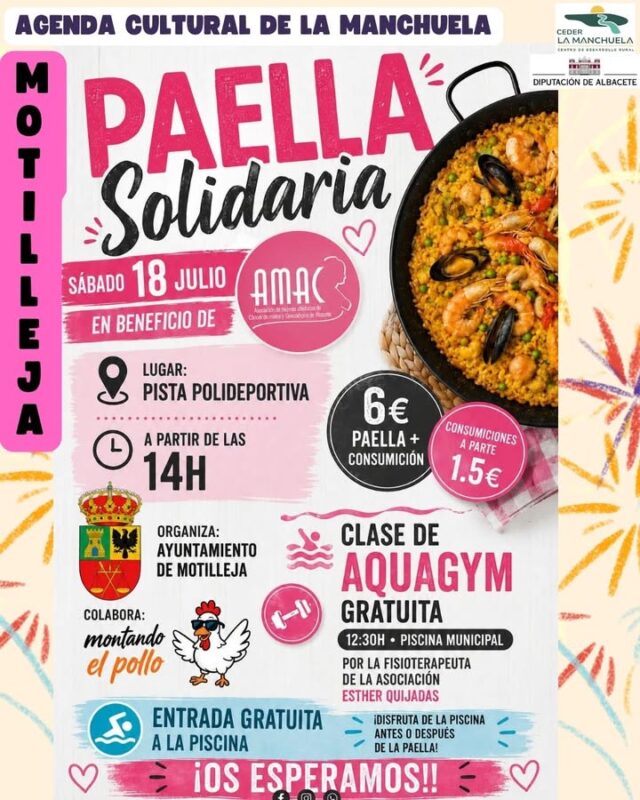 🎭☀️ AGENDA CULTURAL · LA MANCHUELA 🌿🎶

✨ Comienza un fin de semana repleto de actividades en La Manchuela.

🎶 La música será protagonista con dos grandes festivales en Villamalea y Motilleja, que además continúa celebrando las vísperas de sus esperadas fiestas patronales.

🎺 Disfrutaremos también del Encuentro de Bandas de Música de Jorquera, la Paella Solidaria de Motilleja, la tradicional Gazpachada de Carcelén, el inicio de la Semana Joven de Valdeganga y las Fiestas Socioculturales de la Asociación de Jubilados de Villamalea, junto a muchas otras propuestas para todas las edades.

🌄 Música, gastronomía, solidaridad, tradición, convivencia y cultura vuelven a llenar nuestros pueblos, haciendo de La Manchuela una comarca viva, acogedora y llena de experiencias.

📲 Descubre toda la programación en la Agenda Cultural de La Manchuela y vive un fin de semana inolvidable.

#CEDERLaManchuela #AgendaCultural #LaManchuela #ViveLaManchuela #VeranoCultural #Festivales #Música #Tradición #Gastronomía #Solidaridad #TurismoRural 🎶🌞🎉